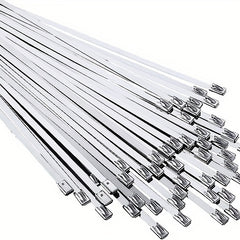 50pcs Metal Zip Ties 304 Stainless Steel Heavy Duty Self-locking Cable Ties
