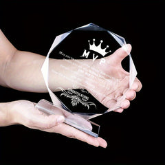 Transparent Trophy Awards With Case Personalized Engraved Medals 3.9in 4.7in