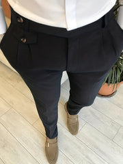 Men's Slim Fit Vintage Style Stretch Dress Pants for Dinner