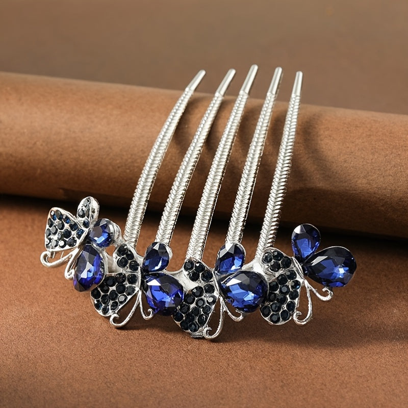 Rhinestone Butterfly Hair Comb Metal Headwear