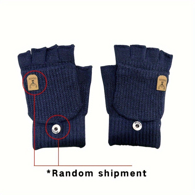 Winter Warm Gloves Half finger Knitted Velvet Touch Screen Gloves