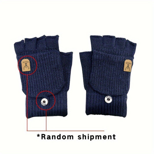 Winter Warm Gloves Half finger Knitted Velvet Touch Screen Gloves