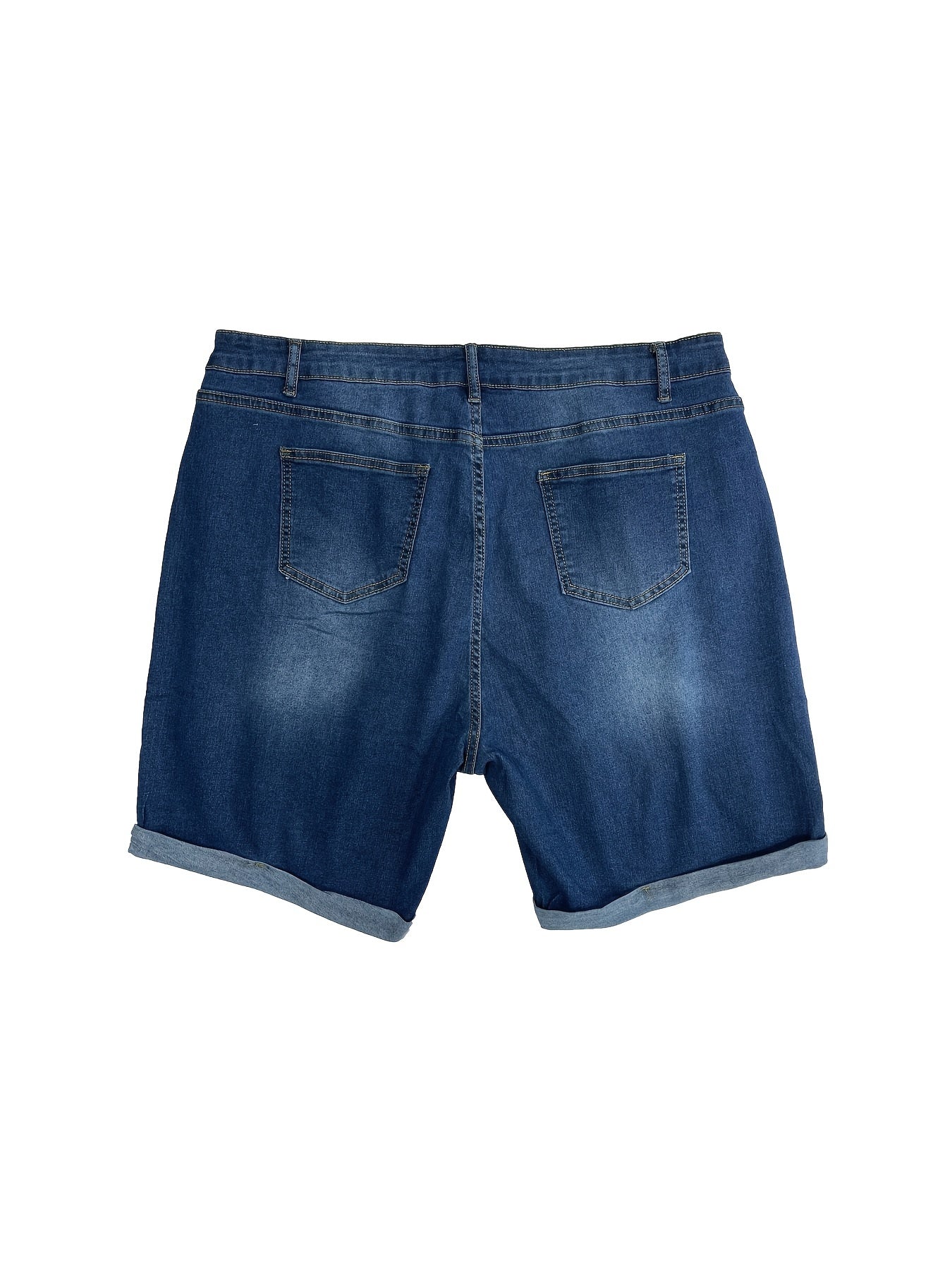 Button Fly Ripped Roll Up Denim Short