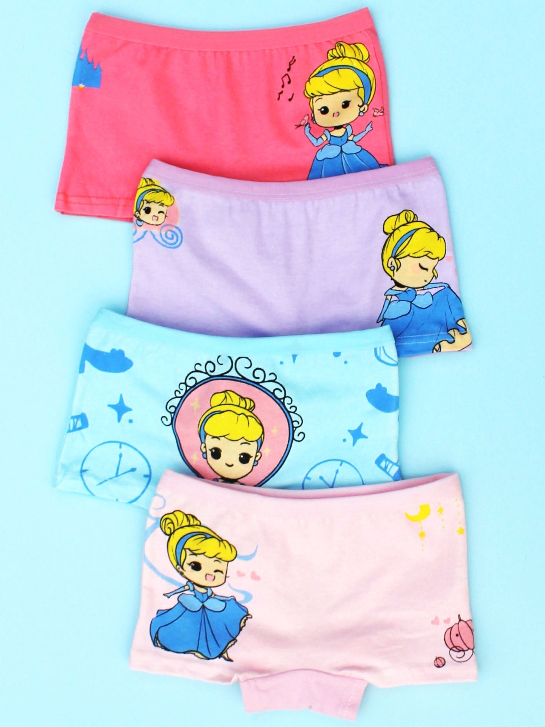 4pcs Princess Print Girls Panties Kids Cotton Boxer Briefs