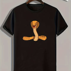 Snake Pattern Print Men's Sports Tee Shirt for Fitness Activities