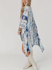 Women's Plus Geometric Print Long Sleeve Cardigan