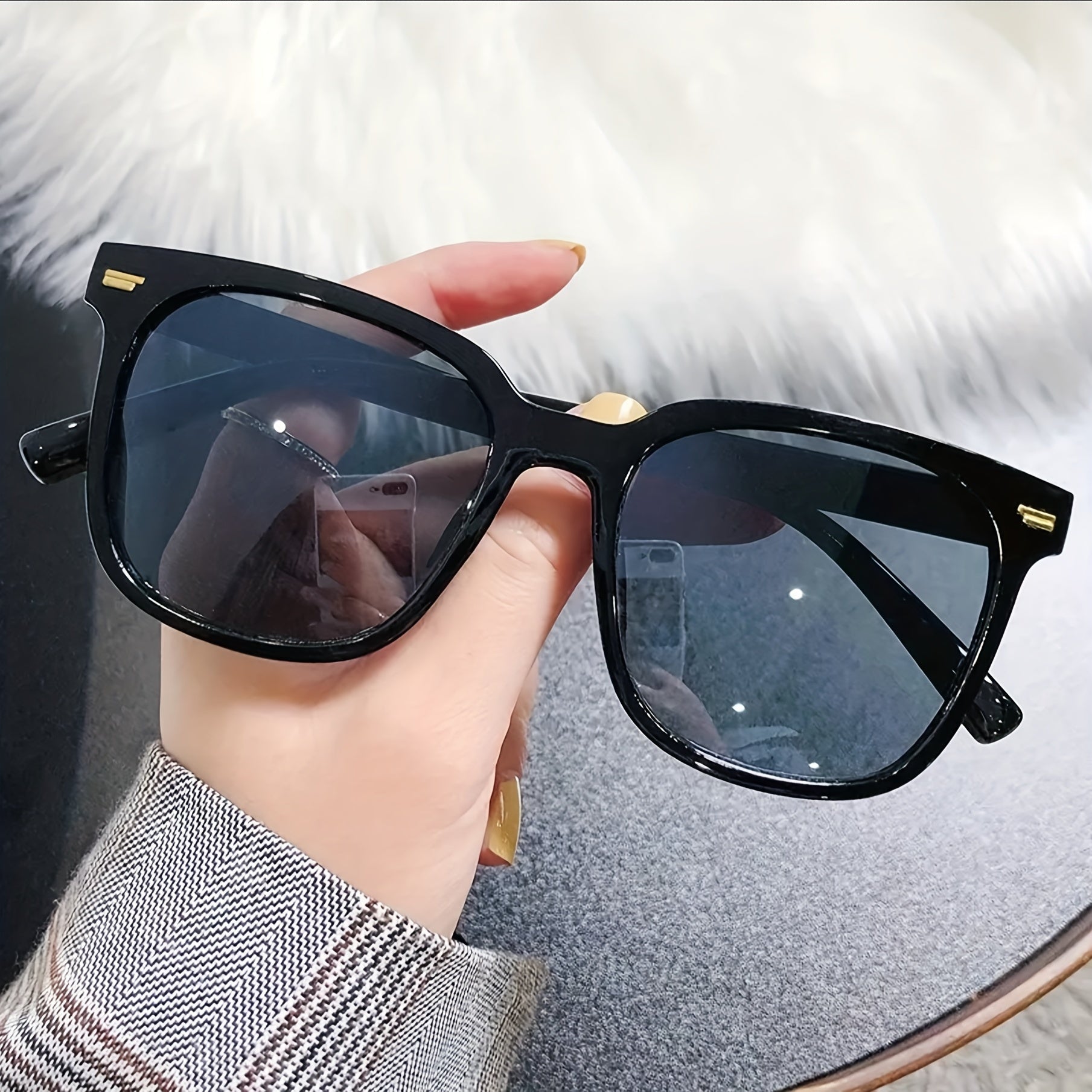 Square Sunglasses Clear Jelly Frame Anti Glare Glasses UV400