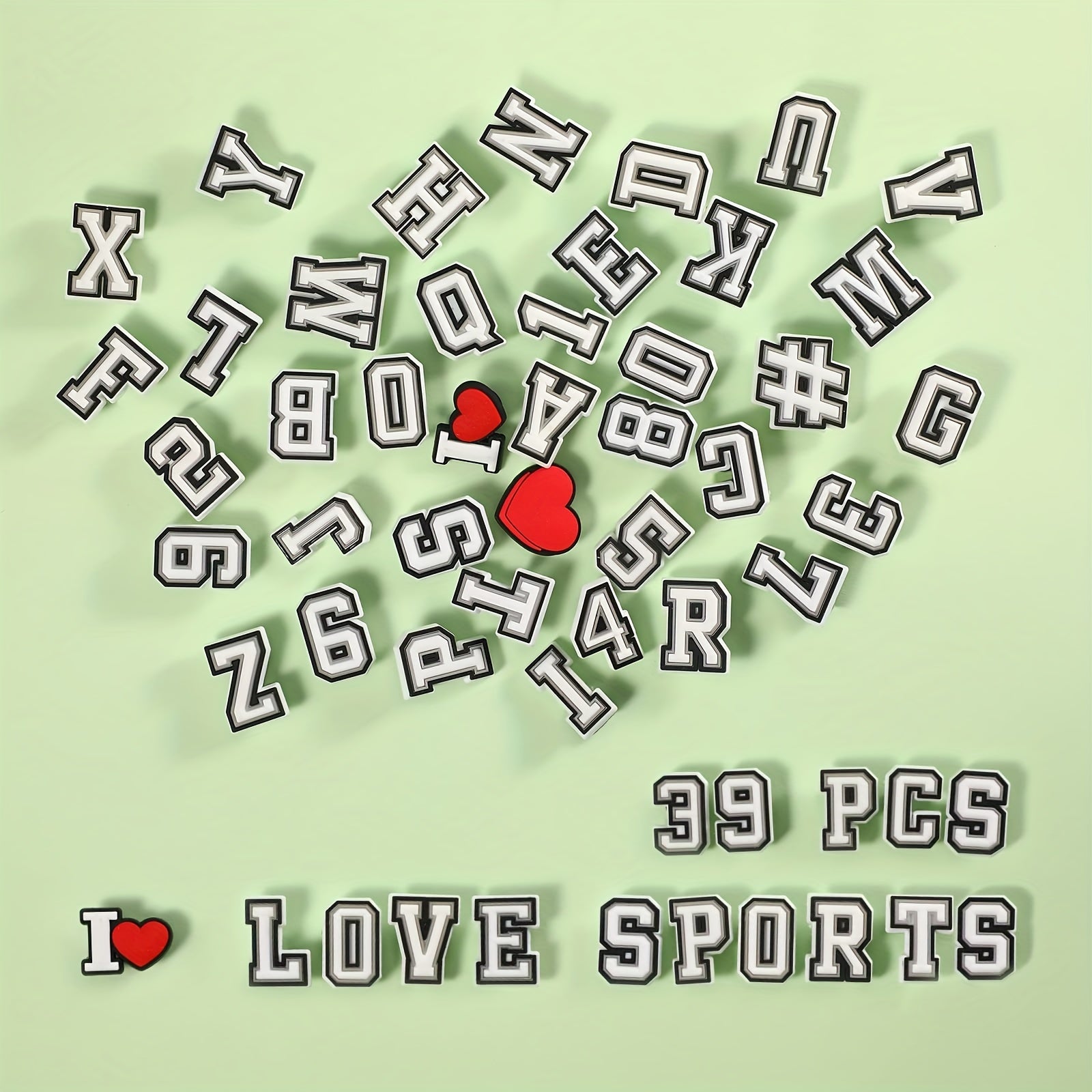50Pcs Letters Numbers Sports Charms Clog Shoe Decoration Boys Kids Teens Adults