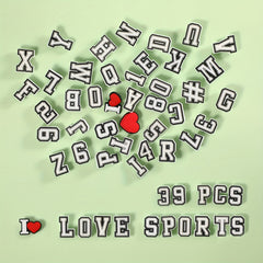 50Pcs Letters Numbers Sports Charms Clog Shoe Decoration Boys Kids Teens Adults