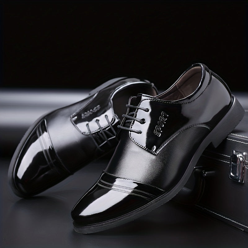 Men's Non Slip Round Toe Lace Up Dress Shoes for Wedding Party Business
