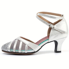 Silver Sequin Women's Mesh Dance Shoes Latin Jazz Breathable Comfortable