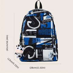 Letters Graffiti Pattern Backpack Schoolbag Large Capacity Rucksack