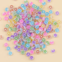 200pc Luminous Star Moon Acrylic Shape Beads For Jewelry Making