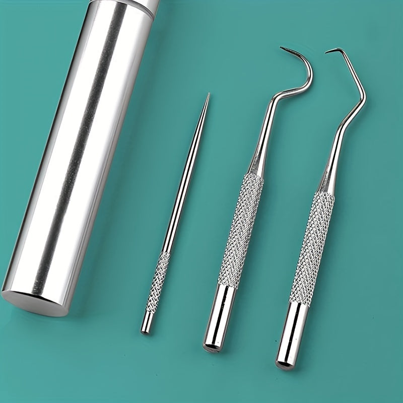 7pcs Stainless Steel Toothpick Dental Floss Oral Teeth Care Cleaning Tool