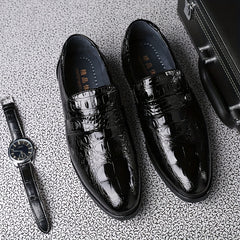 Men's Crocodile Pattern Slip On Formal Shoes Wear-resistant Non Slip