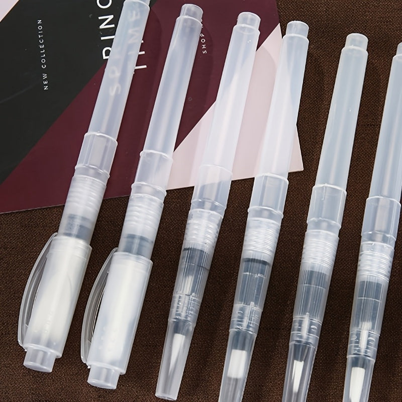6pcs Watercolor Pens with Soluble Tips & Flat Brush Heads for Painting