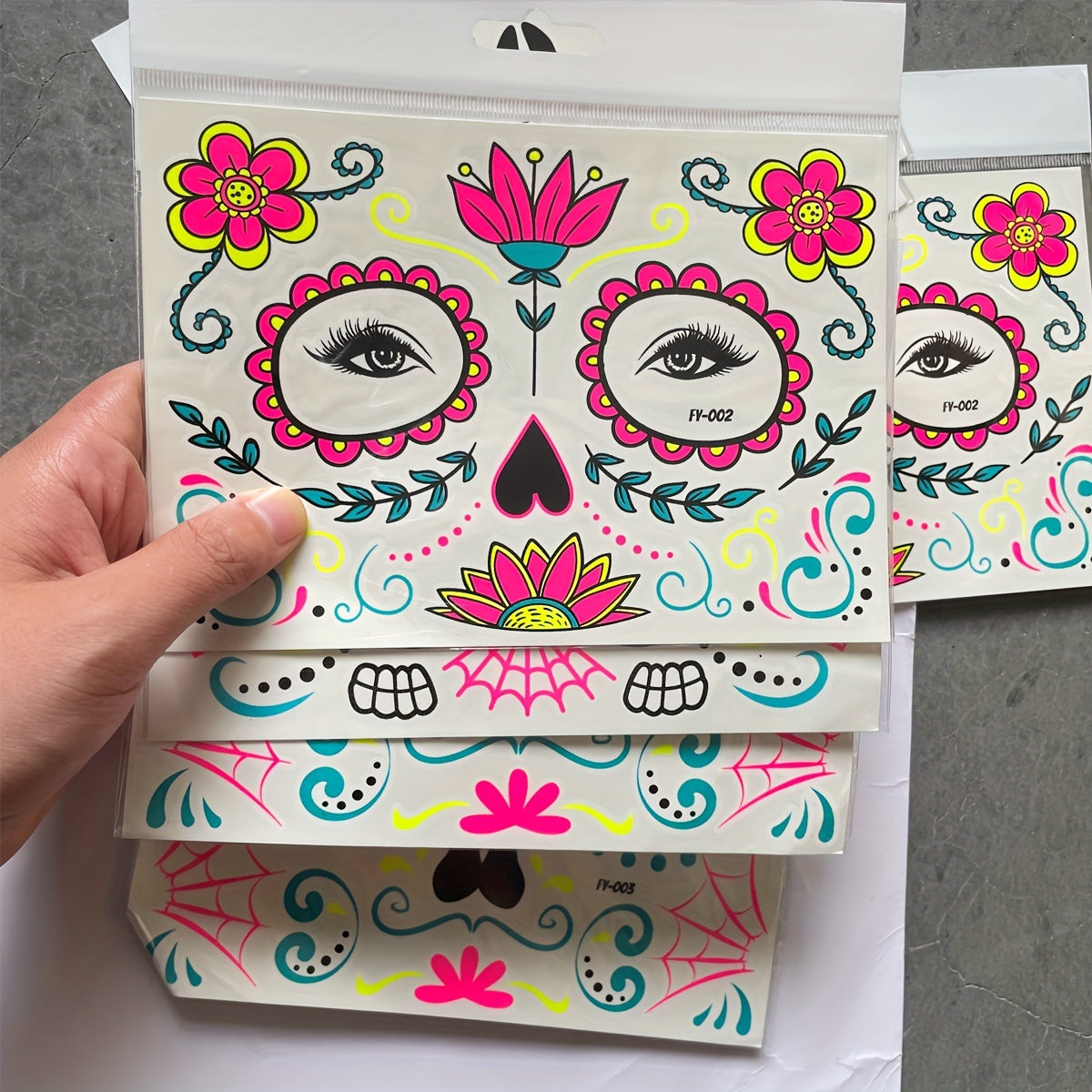 Halloween Neon Face Stickers Masquerade Tattoo Stickers