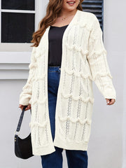 Solid Pointelle Long Sleeve Cardigan