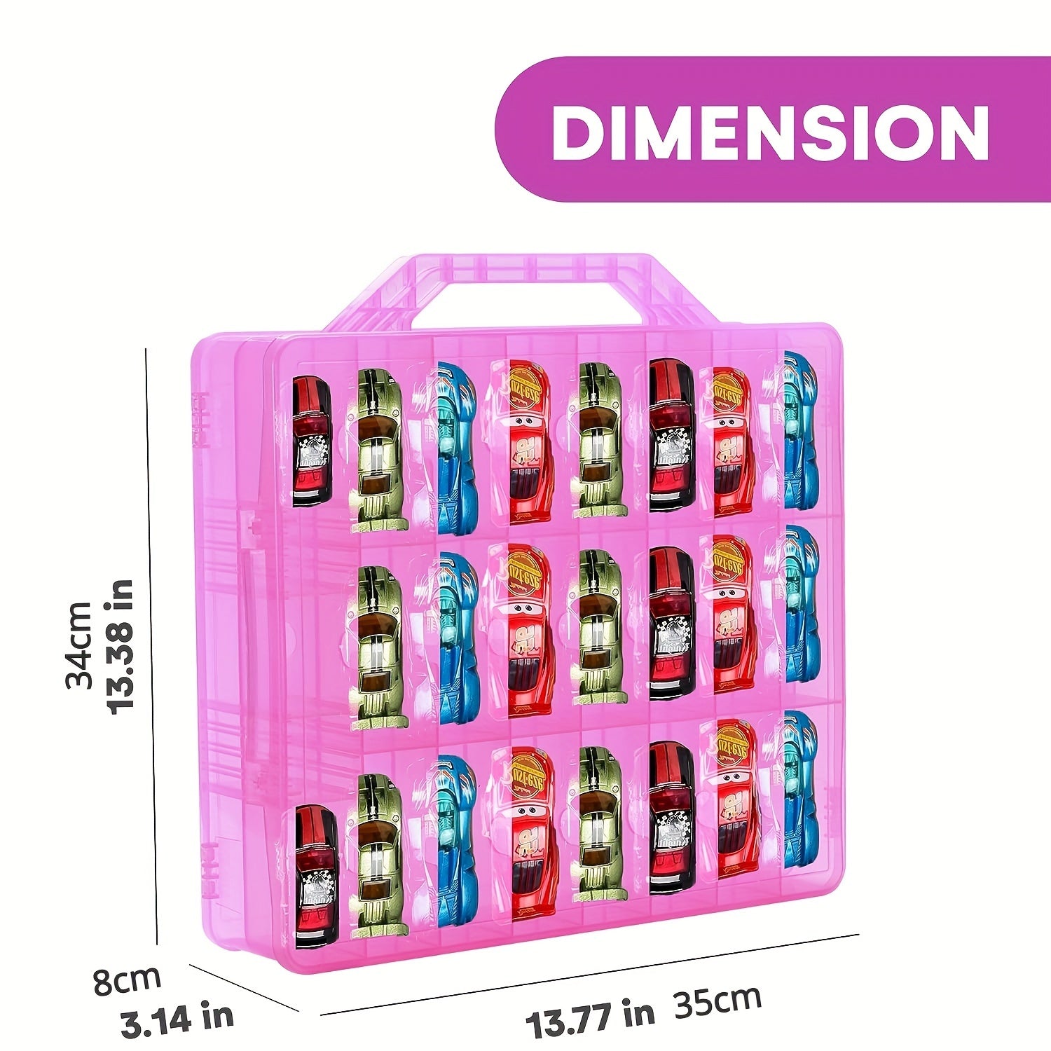 Toy Car Storage Organizer Display Cases 48 Compartments Portable Organizer