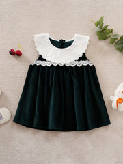Corduroy Lace Trim Baby Girls Dress