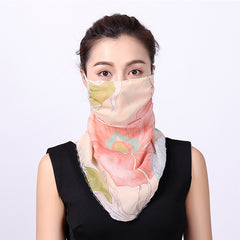 Chiffon Mouth Mask Women Face Mask Scarf Print Neck Scarves Sun Protection