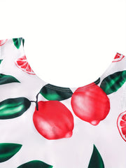 Princess Fruit Print Baby Bikini Ruffled Swimsuit for Girls