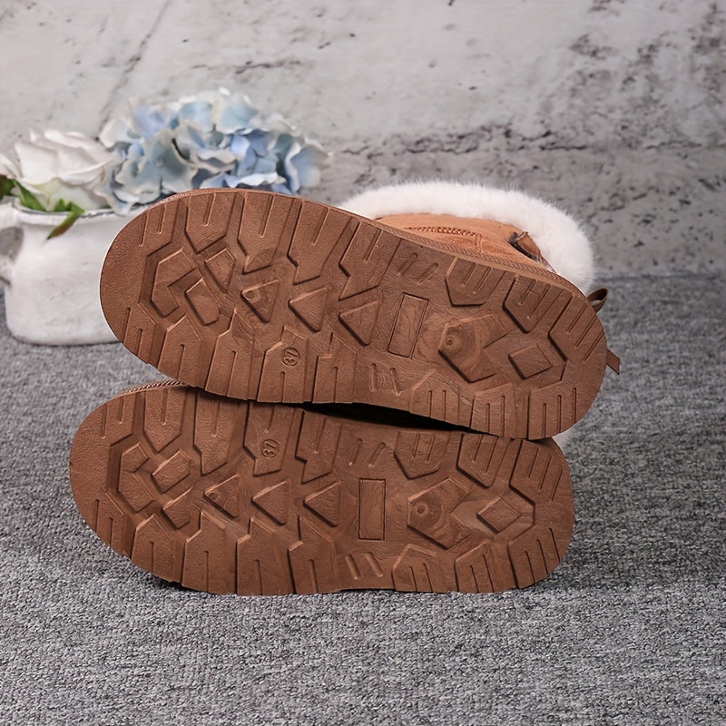 Women's Plush Snow Boots Waterproof Non-slip Mid Calf Boots