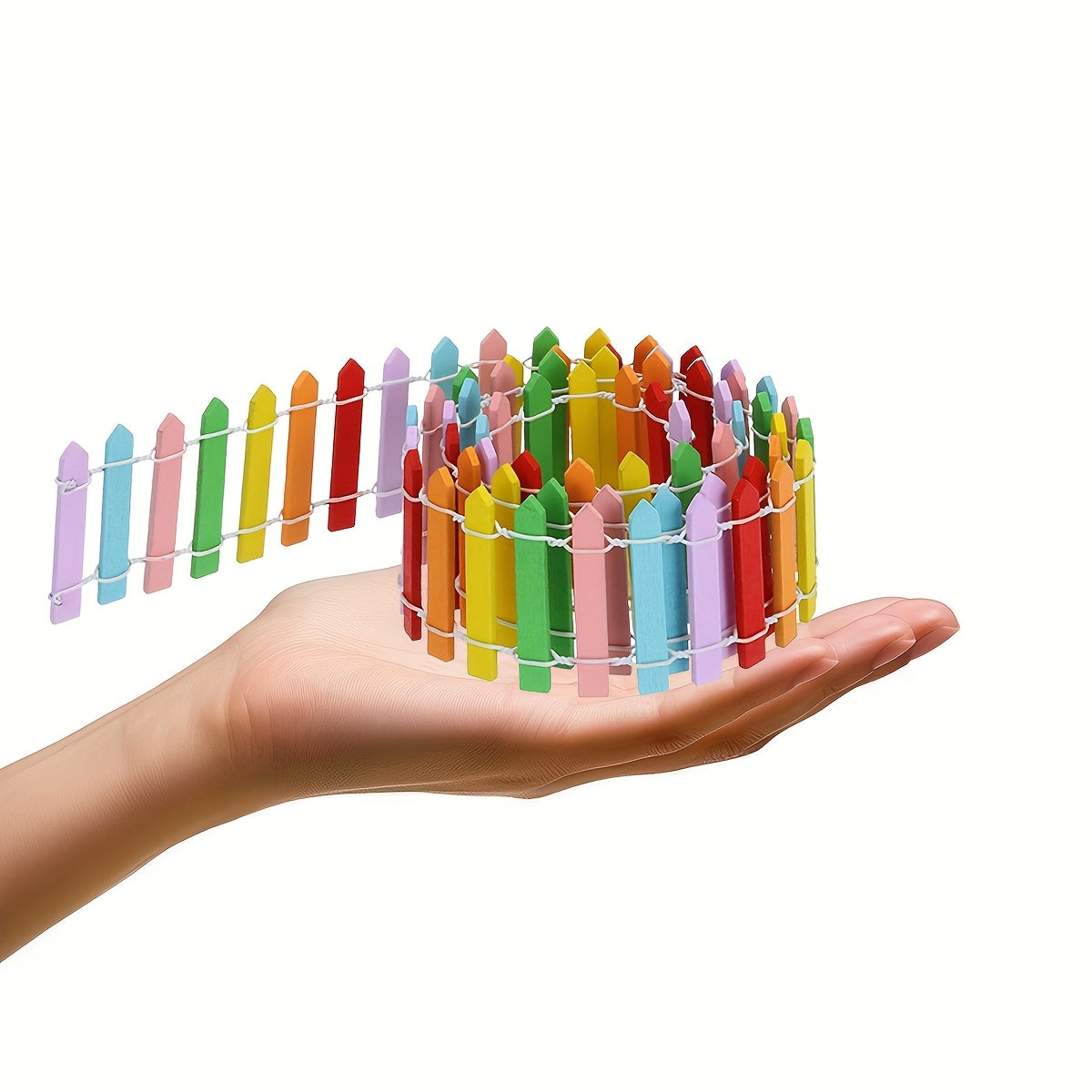 1 2 Mini Rainbow Fairy Garden Fence Dollhouse Decoration
