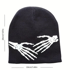 Fashionable Ear Protection Sport Knit Beanie Hat With Bone Hand Printing