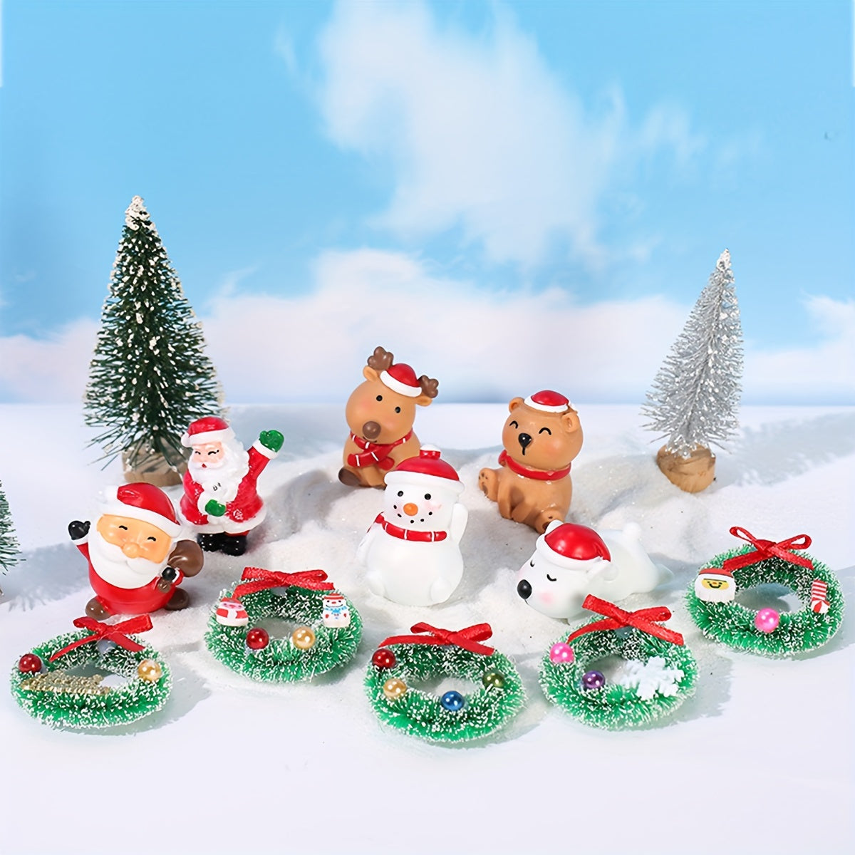 2pcs Christmas Wreaths Snow Scenery Decor