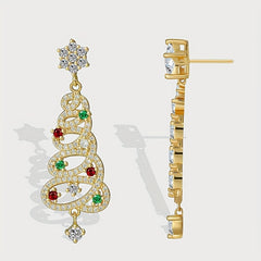 Christmas Tree Earrings - Zircon Snow Holiday Gift