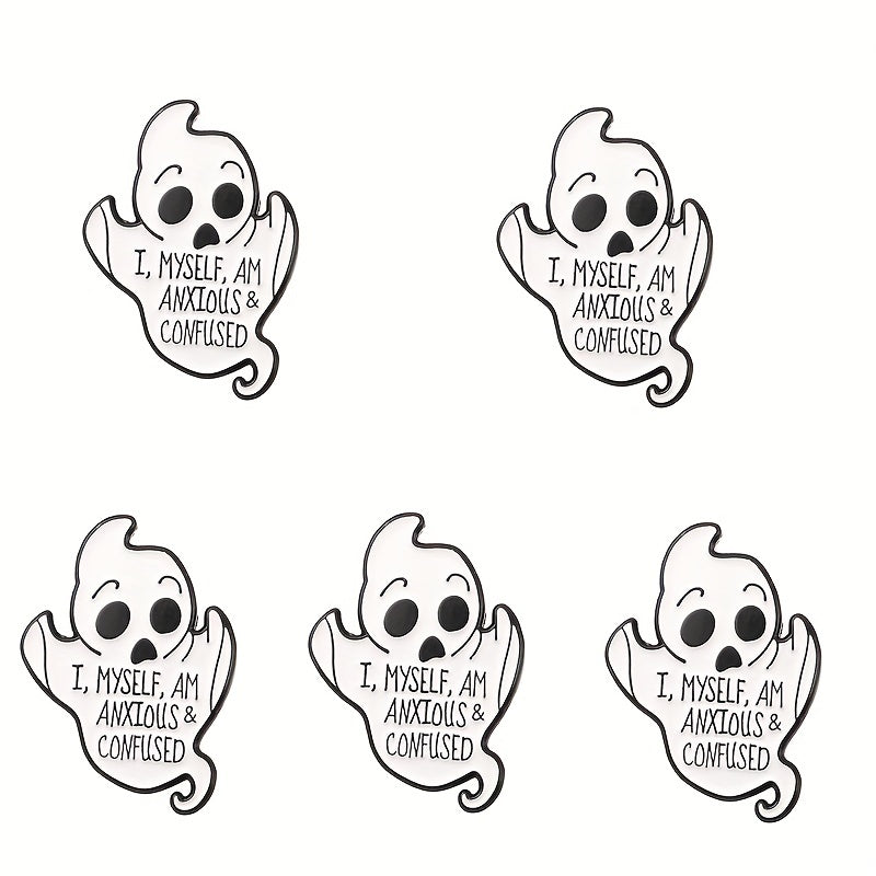 5pcs Halloween Ghost And Monster Brooches Badges For Men