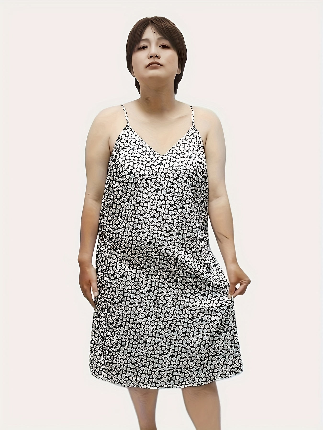 Floral Print Short Sleeve Round Neck Sleep Dress