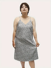 Floral Print Short Sleeve Round Neck Sleep Dress