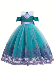 Girl's Mermaid Dress Princess Costume Lace Tulle Floor Length
