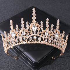 Baroque Crystal Golden Metal Bridal Crown Tiara Wedding Bridal Tiara