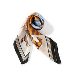 Horse Print Bandana Women Satin Neckerchief Silk Square Scarf
