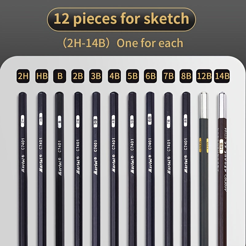 Marie's Sketch Pencil Set - Charcoal & Drawing Pencils 12pcs