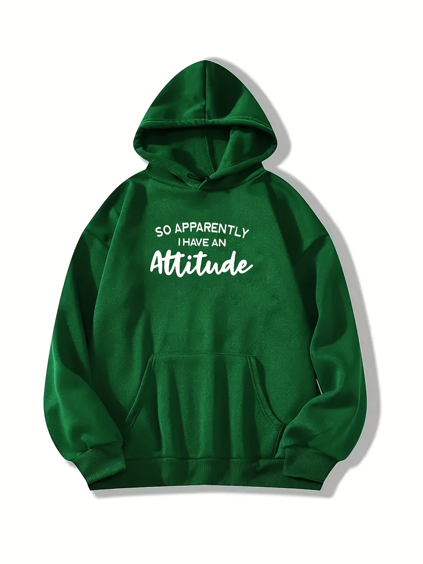 Attitude Print Hoodie with Kangaroo Pocket for Women