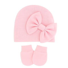 3 Sets Baby Bow Cap & Mittens Gloves Set Autumn Spring