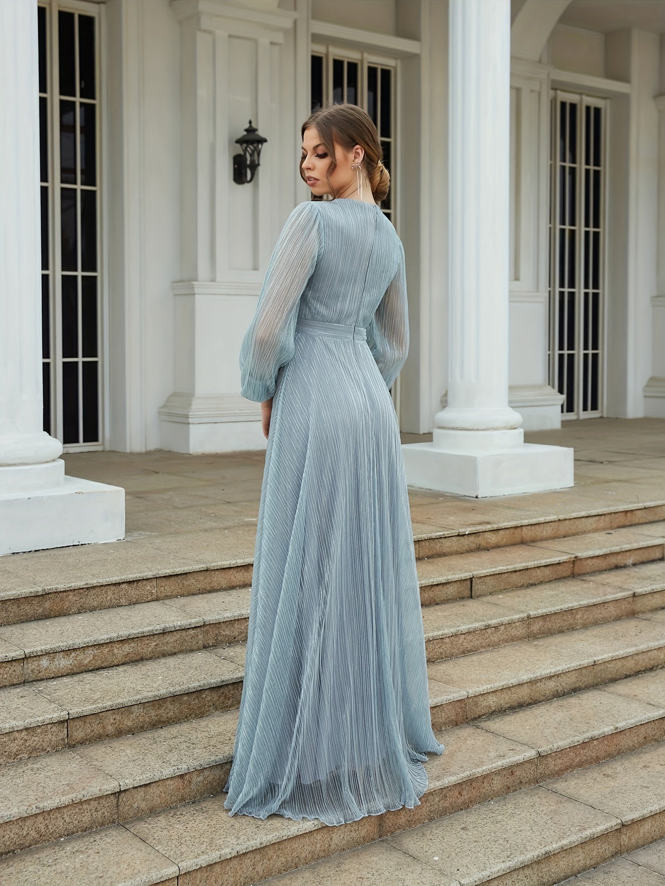 Floor Length Long Sleeve Dress for Party & Banquet