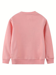 Girls Unicorn Print Crew Neck Sweatshirt for Sports Casual Outfit
