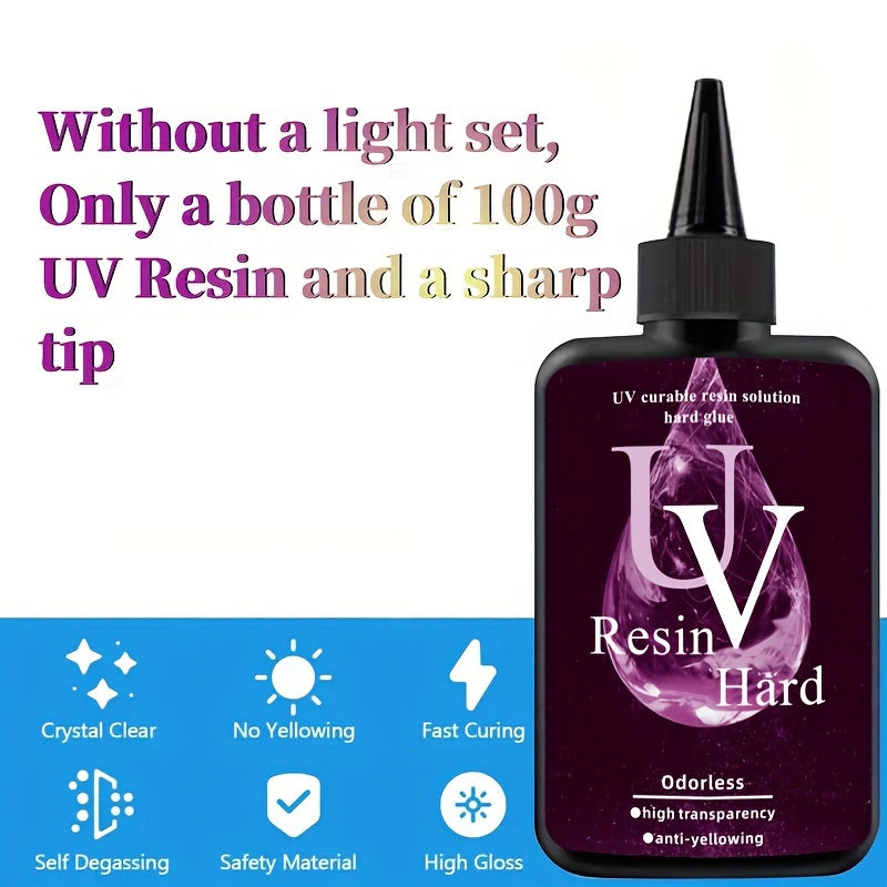 200g UV Resin Clear Hard Crystal Clear Epoxy Resin Upgraded Premixed UV Cure