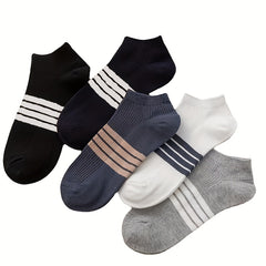 5 Pairs Kids Teenagers Three Stripes Athletic Cotton Boat Socks