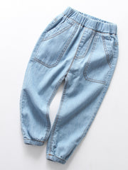 Boys Casual Denim Jeans Elastic Waist