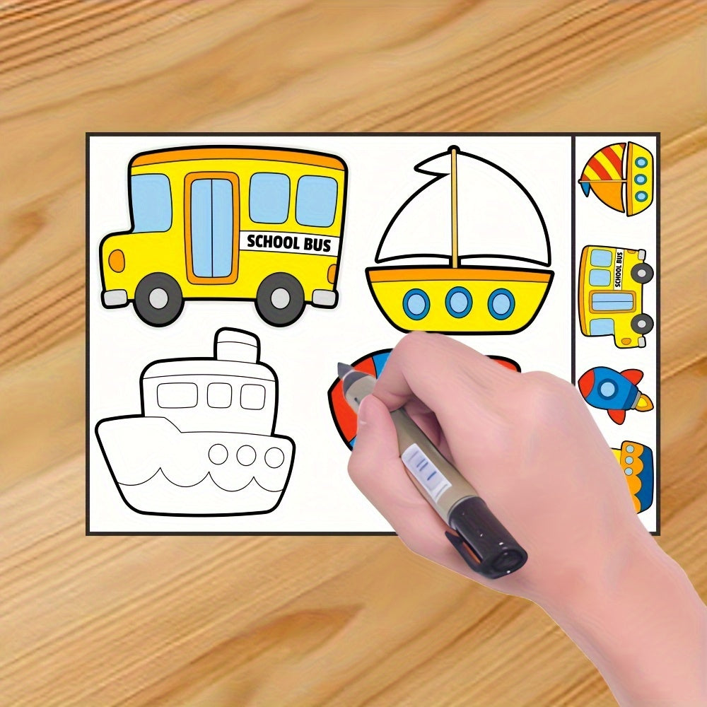 Coloring Doodle Cartoon Stickers - 5 Unique Patterns