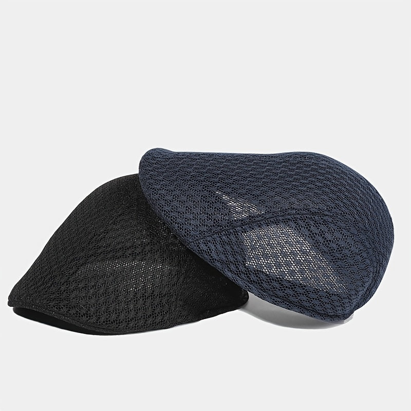 Breathable Mesh Summer Hat Adjustable Newsboy Beret Ivy Cap Cabbie Flat Cap