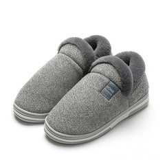 Men's Warm Fleece Round Toe Slippers Non-slip Home Shoes