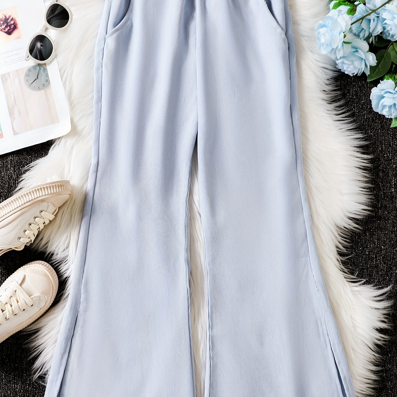 Girls Flared Pants with Waistband for Kids