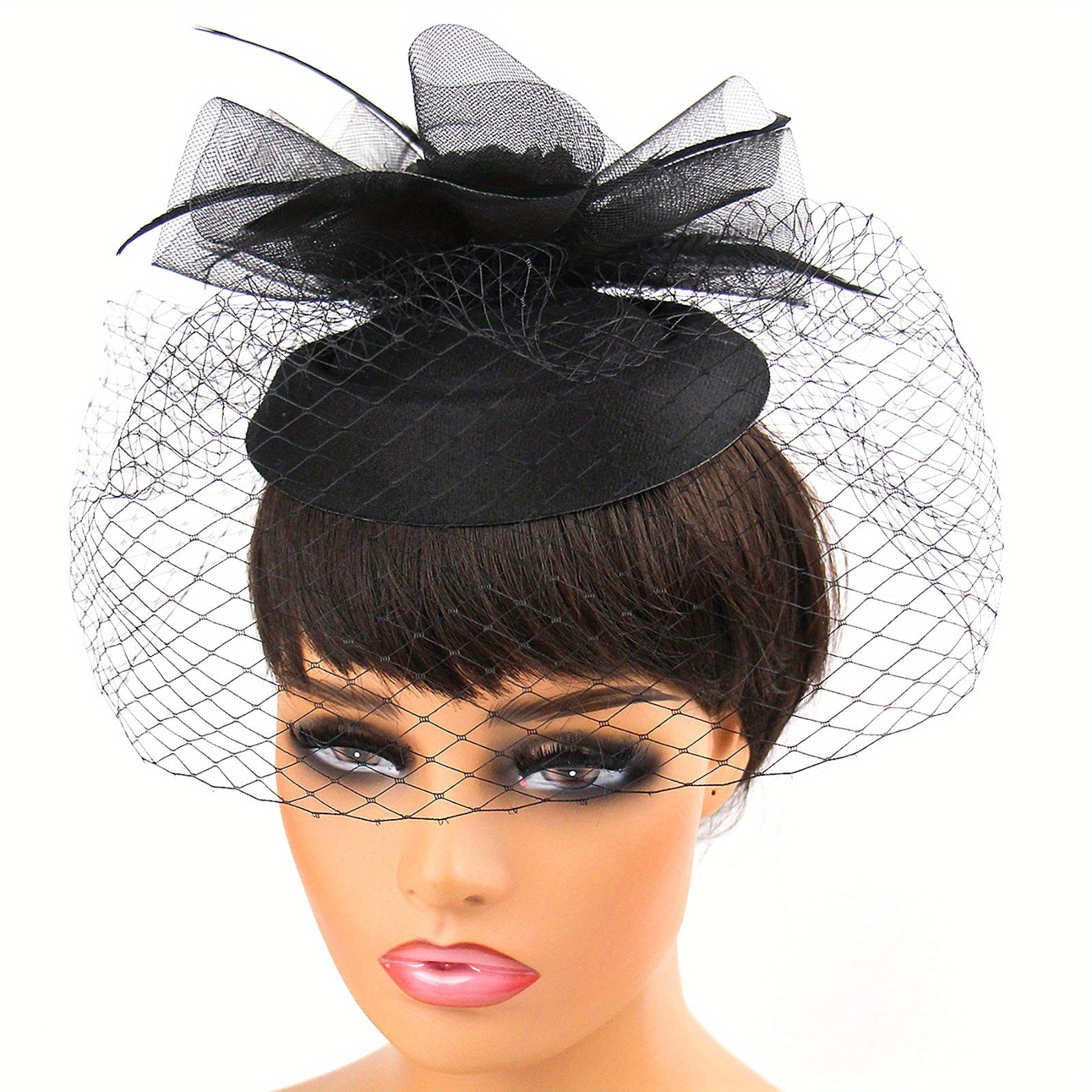 Vintage Fascinator Hat with Veil Flower Hair Clip for Women